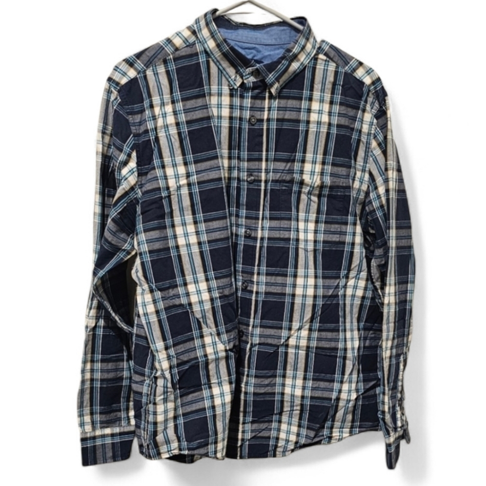 George Classic Fit Blue and Black Plaid Shirt